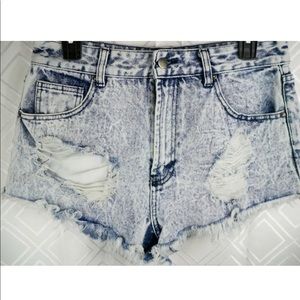 Forever 21 High Waisted Cheeky Distressed Shorts